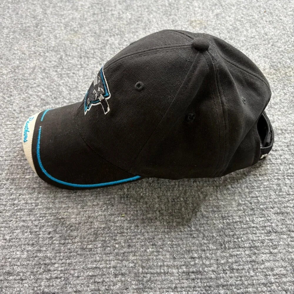 Vintage‎ Y2K Carolina Panthers Reebok NFL Baseball Cap Black Blue Hat Fan